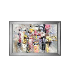 Soyut Şekiller Motifli Kanvas Tablo 50 x 70 cm Silver Çerçeve