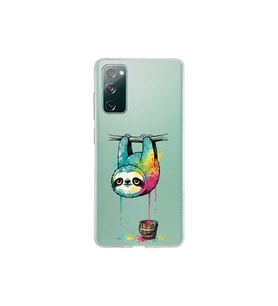 Samsung Galaxy S20 FE ile Uyumlu Splash Tembel Hayvan Tasarımlı Şeffaf Silikon Kılıf