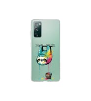 Samsung Galaxy S20 FE ile Uyumlu Splash Tembel Hayvan Tasarımlı Şeffaf Silikon Kılıf