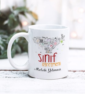 Sınıf Öğretmeni Tasarımlı Kişiye Özel Kupa Bardak (Beyaz)