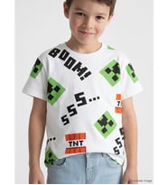 LCW Kids Beyaz Minecraft Baskılı Erkek Çocuk Tişört