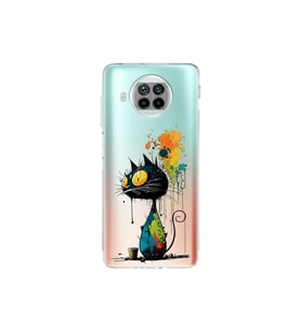 Xiaomi Mi 10T Lite ile Uyumlu Splash Kedi Tasarımlı Şeffaf Silikon Kılıf