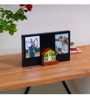 Babalar  Günü Kişiye Özel 3D Ahşap Ev Maketli Anne Ve Baba Fotoğraf Baskılı Çoklu Çerçeve 13x22 cm