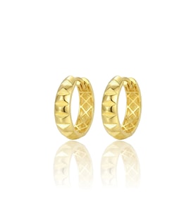 925 Ayar Gümüş küpe Üzeri Altın Kaplama Dilimli Modern Halka Küpe SGTL13192GOLD