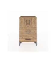 Arges Komodin Tek Raflı 2 Çekmeceli 2 Kapaklı 60x30x96 Çam-Çam