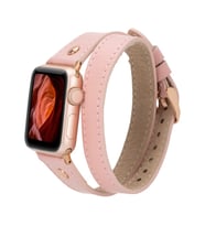 Apple Watch Uyumlu Deri Kordon 42-44-45mm Slim DTRG NU2 (Pembe)