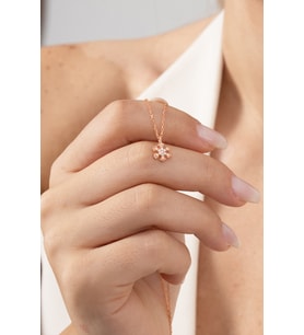925 ayar gümüş kolye rose  zirkon taşlı kar tanesi kolye SGTL13148ROSE