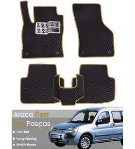 CİTROEN BERLİNGO (2008-2018) Uyumlu EVA Paspas Tam Set–Araca Özel,Su Geçirmez,Kolay Montaj
