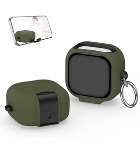 Samsung Galaxy Buds 4 için ve Buds 4 Pro ile Uyumlu Kılıf Güvenlik Kilitli Panzer Telefon Standlı Kulaklık Koruyucu Kapak Anahtarlıklı Kaymaz Soft Dokulu (Yeşil, Galaxy Buds 4 Pro)