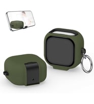 Samsung Galaxy Buds 4 için ve Buds 4 Pro ile Uyumlu Kılıf Güvenlik Kilitli Panzer Telefon Standlı Kulaklık Koruyucu Kapak Anahtarlıklı Kaymaz Soft Dokulu (Yeşil, Galaxy Buds 4 Pro)