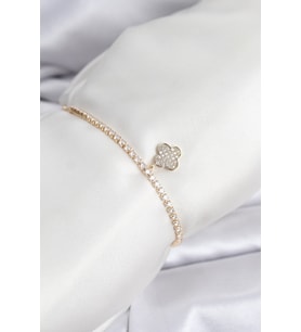 Yonca Model Zirkon Taşlı Gold Renk Asansörlü Su Yolu Bileklik TJ-BB8244