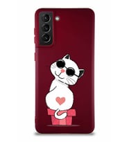 Samsung Galaxy S21 Plus Soft Premier Kapak Coolcat Tasarımlı Silikon Kılıf - Mürdüm (Şeffaf)