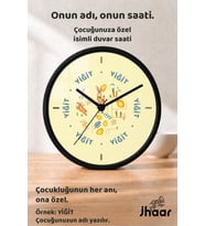 İsme Özel Tavşan ve Havuç Figürlü Çocuk Odası Duvar Saati Orta Boy 30 cm Siyah Camlı Sessiz