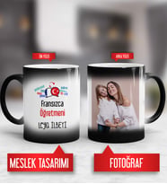 Fransızca Öğretmenine Hediye Fransızca Öğretmeni Kupa Bardak Sihirli Fotoğraflı