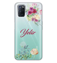 Oppo Köşeleri Çiçek Tasarımlı Şeffaf Telefon Kılıfı