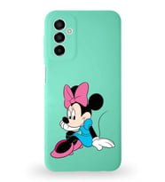 Samsung Galaxy M23 Uyumlu Lansman Kılıf Altı Kapalı İçi Kadife  Minnie Mouse-E Tasarımlı  Kapak (Şeffaf)