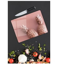 Ananas Desenli Cam Kesme Tahtası