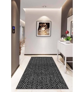 Siyah Sade Desensiz Kaymaz Tabanlı Dekoratif Halı RV205 - 100 x 160 cm