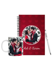 Sevgililer Gününe Özel Ahşap Defter Kalem & Kupa Hediye Seti