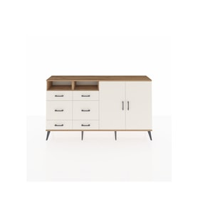 Arges Konsol 4 Raflı 6 Çekmeceli 2 Kapaklı 176x30x99 Çam-Aytaşı