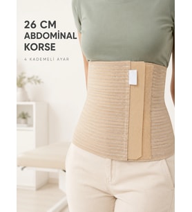 Abdominal Doğum Sonrası Korse 26 Cm Geniş 4 Kademeli Cırtlı Ayarlanabilir