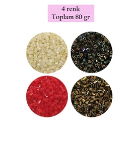 Kesme Cam Boncuk 2mm - 4 Renk - Toplam 80 Gram - BNC444