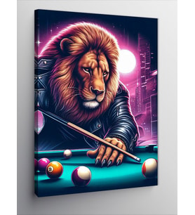 Kanvas Tablo Bilardo Oynayan Aslan