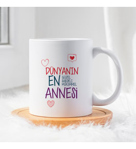 Anneler Gününe Özel Hediye Seramik Beyaz Kupa Bardak  1 Adet