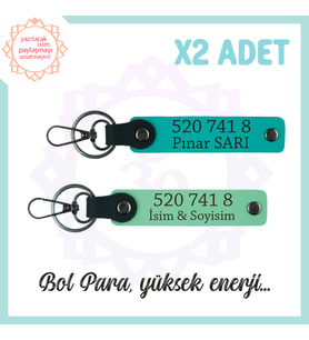 Yeşil-Turkuaz, İsme Özel Hediyelik Manevi Güç Veren 520 741 8 Sayılı Başarı ve Huzur 2'li Anahtarlık