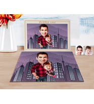 BK Gift Kişiye Özel Baba Kız Karikatürlü 1000 Parça Profesyonel Puzzle-2
