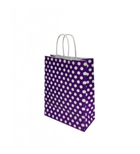 Çanta kraft küçük boy mor puantiye 19x24 p25-