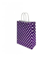 Çanta kraft küçük boy mor puantiye 19x24 p25-