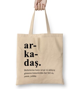 Arkadaş Arkadaşa Hediye Bez Çanta Uzun Saplı