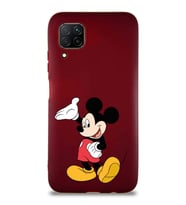 Huawei P40 Lite Soft Premier Kapak Mickey Mouse-C Tasarımlı Silikon Kılıf - Mürdüm (Şeffaf)