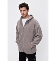 CHUBA Erkek Outdoor Oversize Kapüşonlu Fermuar Kapamalı Polar Hoddie Gri 23W106