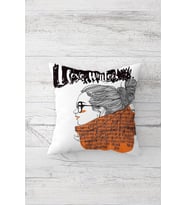 I Love Winter Çift Tarafı Baskılı Gizli Fermuarlı Yastık Kılıfı Kırlent Koltuk Yastık Kılıfı (Beyaz-Turuncu)