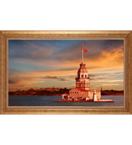 Çerçeveli Paspartulu Manzara Tablo ah2014 (Gold)