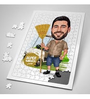 Temizlikçi Erkek Karikatürlü 240 Parça Kişiye Özel  Puzzle