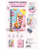 Dolphin Manyetik Kapaklı Spiralli Defter Köpek ve Donut Figürlü Not Defteri
