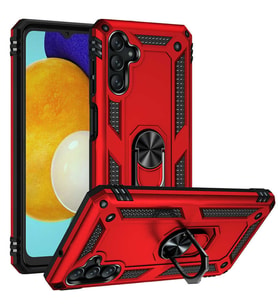 Samsung Galaxy A13 5G Uyumlu Kılıf Standlı Manyetik Yüzüklü Military Magnetic Ring Polycarbonate and TPU Case (Kırmızı)
