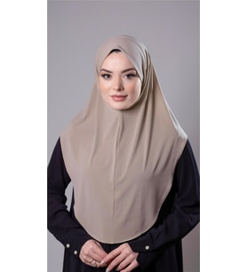 Bej Pratik Hazır Geçmeli Tesettür Eşarp Sandy Kumaş Düz Hijab 2308_12
