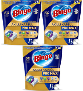 Bingo Akıllı Kapsül Pro Max Bulaşık Makinesi Deterjanı Tableti 180 Adet Limon Kokulu (3PK*60)
