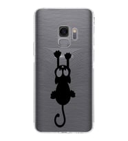 Samsung Galaxy S9  Kamera Korumalı Kapak Çizgi Kedi Tasarımlı  Şeffaf  Kılıf