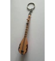 El Yapımı Minyatür Anahtarlık Bağlama Saz Araba Süsü 10 cm