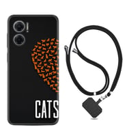 Xiaomi Redmi Note 11E Kılıf Silikon Boyun Askılı İpli Desenli Silikon Cats 1792