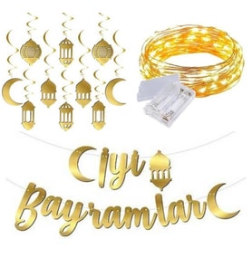İyi Bayramlar 3D Tavan Süslü Banner Set