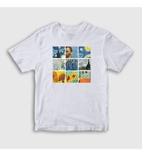 Presmono Unisex Çocuk Beyaz Art Painter Vincent Van Gogh T-Shirt 303049tt