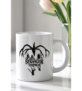 Stranger Things Tasarımlı 330ml Baskılı Beyaz Seramik Kupa Bardak