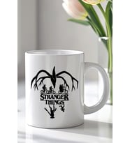 Stranger Things Tasarımlı 330ml Baskılı Beyaz Seramik Kupa Bardak