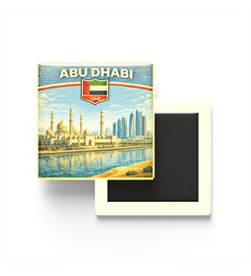 Retro Birleşik Arap Emirlikleri Abu Dabi Şehri Temalı Vintage Buzdolap Magneti – 9x9 cm